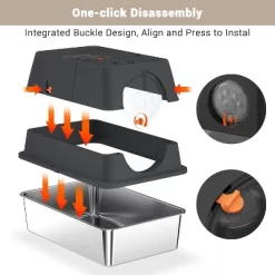 Large Stainless Steel Enclosed Cat Litter Box With Lid, Metal Kitty Litter Box With Flip Cover, Removable Top And Litter Scooper -BlueBuffalo Sales Store GUEST 4a8269f4 f266 413c 8233 703bd4996265