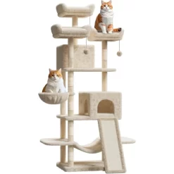 Nasitip 69-Inch Heavy-Duty Cat Tree For Large Cats, Multi-Level Tower With Condos, Hammock, Perches & Scratching Posts