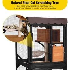 Aivituvin Wooden Cat Catio With Wheels| Scratching Post|Roof Tarp-AIR7014 -BlueBuffalo Sales Store GUEST 4ba06d71 63d0 4453 bef8 396c92cdc2e6