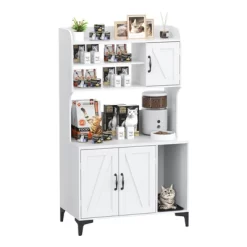 Cat Litter Box Enclosure With 4 Shelves & Storage Cabinet, 51.1 Inch Tall Hidden Cat Furniture With Scratch Pad, Multi-Functional Indoor Cat House -BlueBuffalo Sales Store GUEST 4bd0c1bc e34e 4cdf 9ec8 0dec268a6879