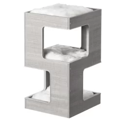 PawsMark Multi Level Modern Cat Tall Climbing Tree House For Indoor Cats | Wood Tower Luxury Furniture Stand With Removable Soft Blanket And Condo