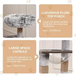 Modern Cat Tree With Litter Box Enclosure And Large Platform, All-in-One Cat Furniture With Space Capsule，Food Station And Hammocks, Gray -BlueBuffalo Sales Store GUEST 4c5a9f6c d850 4b5a 923d 60b9c49e0ca3