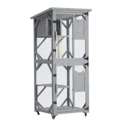 KWPZQEB Large Cat House Outdoor Catio Cat Enclosures With Wheels & 2 Doors, 70.9" Kitty House With Upgraded Resting Box Waterproof Roof, Gray -BlueBuffalo Sales Store GUEST 4cb5dd8b ea38 48af a876 739f0c42d340