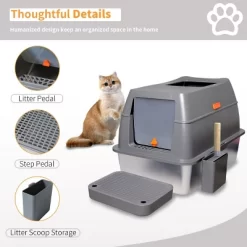 XXL Stainless Steel Cat Litter Box Enclosed Cat Litter Tray Box With Front Top Entry & High Side & Scoop For Puppy,Kitten -BlueBuffalo Sales Store GUEST 4cc35de5 79d9 429b bfc3 174f323003b4