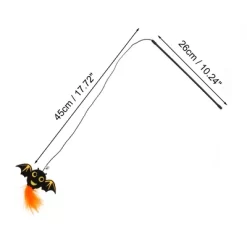 Unique Bargains Bats Pattern Cat Playing Rod Black Orange 1 Pc
