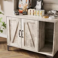 Large Cat Litter Box Enclosure Furniture - Farmhouse Style Pet House With 3 Open Shelves, Storage Cabinet - Modern Wood End Table For Bedroom -BlueBuffalo Sales Store GUEST 4d117d4b 4190 4416 91a8 a5c9bed4f39d