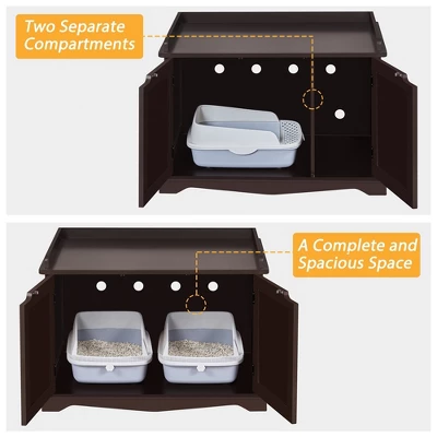 Yaheetech Large Cat Litter Box Enclosures Wooden Storage Side Table 7 Yaheetech Large Cat Litter Box Enclosures Wooden Storage Side Table - Image 7