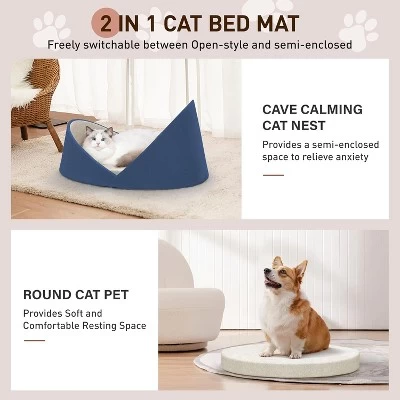 MaseiKar 2 In 1 Foam Cat Bed Cave For Kittens And Small Dogs, Windproof Cat Beds With Side Barriers, Calming Cat Nest, Cat Hideaway 2 MaseiKar 2 In 1 Foam Cat Bed Cave For Kittens And Small Dogs, Windproof Cat Beds With Side Barriers, Calming Cat Nest, Cat Hideaway - Image 2