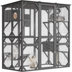 Acekool 70" Walk-In Wooden Outdoor Cat Enclosure With 4 Platforms, 2 Cat Houses, Hammock, Window Passage, 68" X 36.4" X 70" 13 Acekool 70" Walk-In Wooden Outdoor Cat Enclosure With 4 Platforms, 2 Cat Houses, Hammock, Window Passage, 68" X 36.4" X 70" -BlueBuffalo Sales Store GUEST 4dbeb59f 4f75 4efd b632 9c165bb174c2
