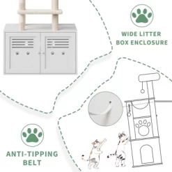 75.6-Inch Tall Cat Tree With Litter Box Enclosure, 2-in-1 Modern Large Cat Tree With Hidden Litter Box Furniture, Indoor Cats Tower With Double Condos -BlueBuffalo Sales Store GUEST 4e9bae86 ad65 4673 860b fb7a5a90a37e