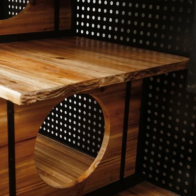 55 Inch Cat Litter Box Furniture, Metal Cat House With 2 Sliding Glass Doors, Media Console Table, Pet Kennel For Living Room Hallway Black 5 55 Inch Cat Litter Box Furniture, Metal Cat House With 2 Sliding Glass Doors, Media Console Table, Pet Kennel For Living Room Hallway Black - Image 5