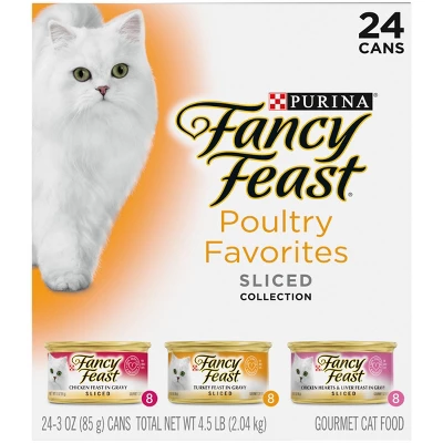 Purina Fancy Feast Sliced Poultry Favorites Collection Gourmet With Liver, Chicken And Turkey Wet Cat Food Variety Pack - 3oz/24ct 3 Purina Fancy Feast Sliced Poultry Favorites Collection Gourmet With Liver, Chicken And Turkey Wet Cat Food Variety Pack - 3oz/24ct - Image 3