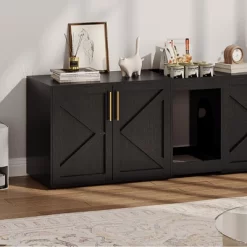 Cat Litter Box Enclosure For 2 Cats, Wooden Hidden Double Litter Box Enclosure Furniture With Soft Cushion Modern Wooden For Cat Washroom -BlueBuffalo Sales Store GUEST 4f9273d4 1cdb 4f63 981b c80c97a5be99