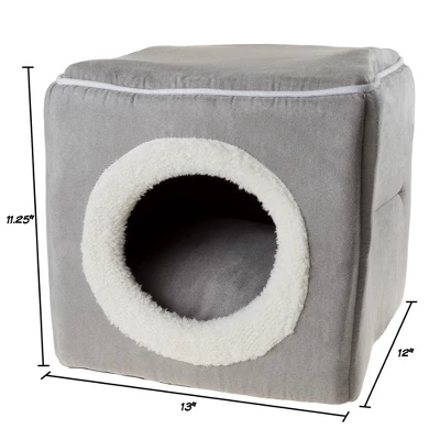 Pet Adobe Cat Pet Bed Cave With Removable Cushion - For Large Cats/Small Dogs, 13" X 12" X 11.25", Gray 3 Pet Adobe Cat Pet Bed Cave With Removable Cushion - For Large Cats/Small Dogs, 13" X 12" X 11.25", Gray - Image 3