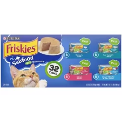 Purina Friskies Paté Wet Cat Food Seafood Fish Flavor Favorites - 5.5oz/32ct Variety Pack