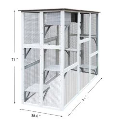 Wooden Catio Outdoor Cat Enclosure, Outdoor Cat House With Weatherproof, Large Solid Wood Cat Cage Playpen With 6 Jumping Platforms-Cuddlewood -BlueBuffalo Sales Store GUEST 50e29d60 9011 46df 9c9b 8b37a09a7614
