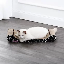 THE LICKER STORE Rini Modern Cardboard Lounge Bed Cat Scratcher With Built-In Bell Toys And Catnip