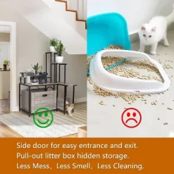 Cat Litter Box Enclosure Furniture With Plant Stand - Hidden Litter Box Cabinet End Table With Pull-Out Tray -BlueBuffalo Sales Store GUEST 51bdb210 ce8c 44e7 9aac ed80d2d3b332