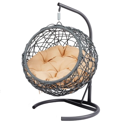 Cesicia Gray Cat Swing Bed With Stand & Cushion, Rattan Wicker Swing Chair, Hanging Swinging Cat Bed For Cats, Small Dogs, And Small Animals 11 Cesicia Gray Cat Swing Bed With Stand & Cushion, Rattan Wicker Swing Chair, Hanging Swinging Cat Bed For Cats, Small Dogs, And Small Animals - Image 11