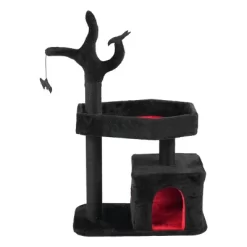 FURNIinspire Pet Tower 44.5 Inch Heavy Duty Gothic Cat Tree Tower Indoor Large Condo, Halloween Pet Activities Platform, Black , 15.8"*27.6"*44.5"
