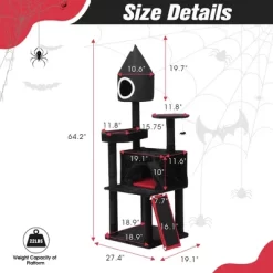 Sevobal Pet Tower, Gothic Cat Tree Tower With Scratching Posts And Caves, Multi-Level Activity Center For Indoor Cats, Black, 27.4"*19.1"*64.2" -BlueBuffalo Sales Store GUEST 523cfa05 0ede 4319 b319 2580de600783