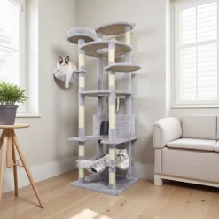Whisen 78" Cat Tree Tower With Large Condo, Sisal Scratching Post, Hammock & Top Platform
