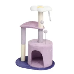 Angel Sar 33in Purple Cat Tree With Condo & Curved Perch, Multi-Level Cat Tower With Scratching Posts, Padded Bed For Indoor Cats & Kittens, Purple -BlueBuffalo Sales Store GUEST 5346becf 93f3 4a41 8376 441b12c14eb8