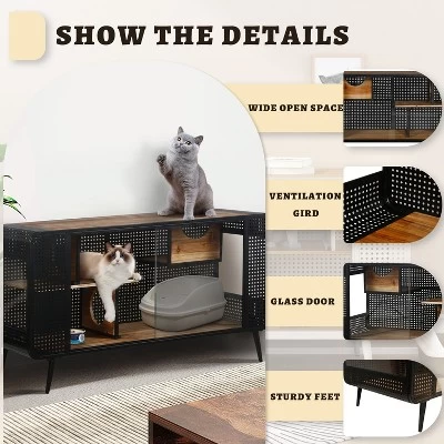 Gulches Spacious Cat House With Tempered Glass For Living Room, Corridor, Study And Other Spaces In Black 2 Gulches Spacious Cat House With Tempered Glass For Living Room, Corridor, Study And Other Spaces In Black - Image 2