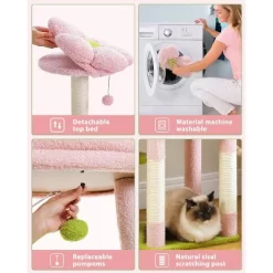 QuestaPack 59" Flower Cat Tree, Scratching Post, And 2 Perches, Pink -BlueBuffalo Sales Store GUEST 554b9985 0fd8 4ff5 bbb0 d07647121bf7