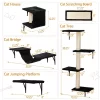 FURNIinspire Pet Tower Cat Wall Shelves, Wall Mounted Cat Climber Set Of 5, Floating Cat Perches, Cat Furniture, Black, 19.75"*8"*38.25"