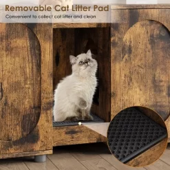 Double Cat Litter Box Enclosure 55.1",Hidden Litter Cabinet Furniture For 2 Cats With Rattan Doors -BlueBuffalo Sales Store GUEST 55cb27b1 22df 4b62 8fc9 d81454af1f66