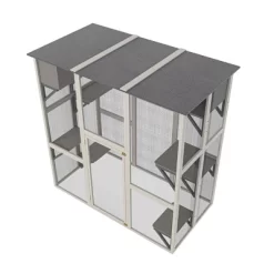 ORRD Gray Wooden Outdoor Cat House With Asphalt Roof, 6 Platforms & 2 Resting Boxes, Apartment-Style Cat Shelter For Balcony Or Patio -BlueBuffalo Sales Store GUEST 56bd7823 bdc0 4bbc 8ace 9577408c0543