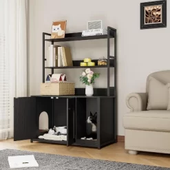 Nasitip Litter Box Enclosure With 2 Storage Shelves,Wooden Hidden Cat Litter Box Enclosure Furniture With 2 Door -BlueBuffalo Sales Store GUEST 571a87ae 7388 44f3 af6a da533dd477a8