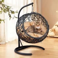 Whisen Rattan Wicker Cat Egg Chair Hanging Swinging Cat Bed With Cushion For Cats, Small Dogs, And Small Animals -BlueBuffalo Sales Store GUEST 5788a033 2aba 4576 a8c1 89f48fb7d0f1