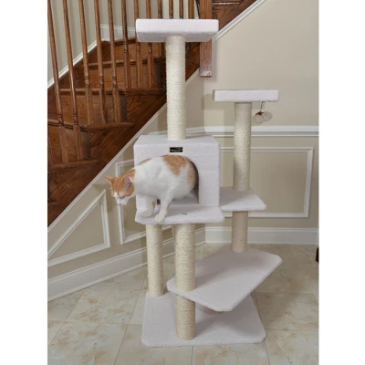 Armarkat Ivory 57" High Real Wood Cat Tree, Fleece Covered Cat Climber, B5701 5 Armarkat Ivory 57" High Real Wood Cat Tree, Fleece Covered Cat Climber, B5701 - Image 5