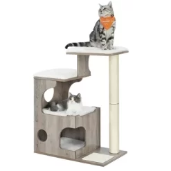 Feandrea WoodyWonders Cat Tree, 33.9-Inch Modern Cat Tower, Cat Condo With 3 Perches, Scratching Post And Mat, Cave, 4 Removable Washable Cushions -BlueBuffalo Sales Store GUEST 595d19b9 c40c 4219 8271 f366f6e48489