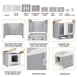 Artloge Jumbo 2 In 1 Enclosed Self Cleaning Cat Litter Box Kitten Tray Toilet Cabinet With Litter Scoop & Cushion Mat For Kittens Furniture -BlueBuffalo Sales Store GUEST 59b8e471 8760 47be 9879 a93a46a6e99d