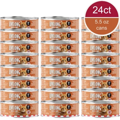 Livelong Healthy & Strong Wet Cat Food 24 Pack - 5.5oz Cans, High Protein