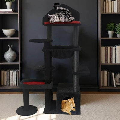 KTMBDW Cat Tree, 44.5-Inch Cat Tower For Indoor Cats, Plush Multi-Level Cat Condo With Scratching Posts, Perches, Caves, Hammock 8 KTMBDW Cat Tree, 44.5-Inch Cat Tower For Indoor Cats, Plush Multi-Level Cat Condo With Scratching Posts, Perches, Caves, Hammock - Image 8
