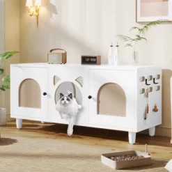 Gulches Cream White Cat Cabinet - Stylish Litter Box With Scratching Door -BlueBuffalo Sales Store GUEST 5ac4fb70 7201 46c2 8d02 313a62532759