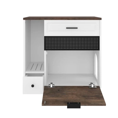 JUJABU Indoor Hidden Cat Litter Box Furniture With 2 Drawers & Door, Cat House End Table For Living Room - White & Brown 8 JUJABU Indoor Hidden Cat Litter Box Furniture With 2 Drawers & Door, Cat House End Table For Living Room - White & Brown - Image 8