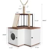 Wooden Cat Tree With Litter Box Enclosure 48.8", 2-in-1 Cat Tower With Storage Cabinet, Scratching Posts, Play Balls & Multi-Level Play Area