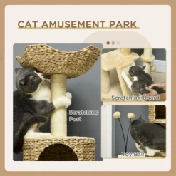 SEVOBAL Cat Tree For Indoor Cats, Cat Tree Tower With Scratching Posts, Ramp, Condo, Toy Balls, Platforms, Bed, Ramp, Beige (17.75"*15.75"*45.75") -BlueBuffalo Sales Store GUEST 5c626f16 9ae5 4188 b740 6a5e75908fa8