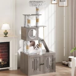 2-in-1 Cat Tower With Multiple Platforms, 66.9in Tall Hidden Washroom Litter Box Enclosure With Cat Tree, Wooden Cat Condo With Scratching Post, Gray 14 2-in-1 Cat Tower With Multiple Platforms, 66.9in Tall Hidden Washroom Litter Box Enclosure With Cat Tree, Wooden Cat Condo With Scratching Post, Gray -BlueBuffalo Sales Store GUEST 5c6c2b75 6525 47e2 979e f4afaff49965