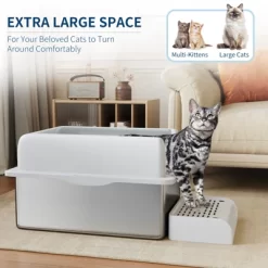 COZONY Stainless Steel Cat Litter Box, Enclosed Litter Box With Tracking Mat, Large Cat Litter Tray With Odor Control 12 COZONY Stainless Steel Cat Litter Box, Enclosed Litter Box With Tracking Mat, Large Cat Litter Tray With Odor Control -BlueBuffalo Sales Store GUEST 5c6d7910 12e2 4c2e abf3 6304fdbd7295