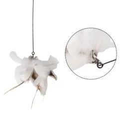 Unique Bargains Handheld Cat Teaser With Bell Fluffy Plume Teasing Sticks White Brown