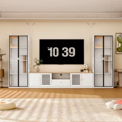 ATJafurn Entertainment Center Hidden Cat Litter Box Enclosure For 85inch Tv, Included Tv Stand And Glass Cabinet, Furniture Style Cat House -BlueBuffalo Sales Store GUEST 5cbe59e3 497e 417e b831 ba625cc45d6f