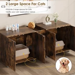 Homhougo Cat Litter Box Enclosure 55.1" Double Litter Box Furniture Large Cat Box Enclosure Kitty Litter Box Brown -BlueBuffalo Sales Store GUEST 5ccff3c0 f5de 4a92 9ffa 5c7f77461121