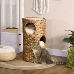 FURNIinspire Pet Beds Elevated Cat Bed, Cat Tower Kitten Bed Cat House, With Three Hideaways, Four Soft Plush Cushions, Brown, 15.75"*15.75"*28.75" -BlueBuffalo Sales Store GUEST 5cd247d3 e06b 450b 97d8 b91ec0bb916e 1