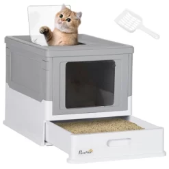 PawHut Hooded Cat Litter Box With Scoop, Enclosed Cat Litter Tray With Front Entry, Top Exit, Portable Pet Toilet With Large Space -BlueBuffalo Sales Store GUEST 5d4c6113 fbee 4998 951f 1b6c4b6c22f3